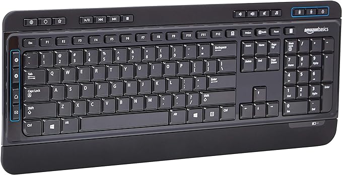 Amazon Basics Wireless Full Size Computer Keyboard and Mouse Combo, US Layout (QWERTY), Black