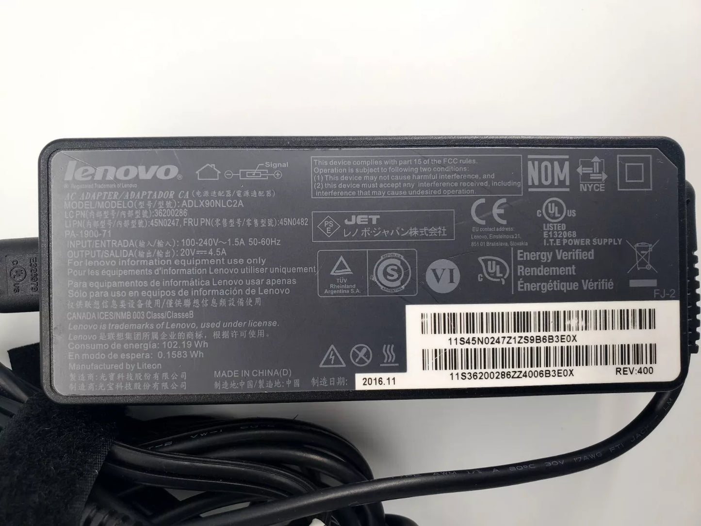 Lenovo 90W 20V 4.5A AC Adapter Power Supply