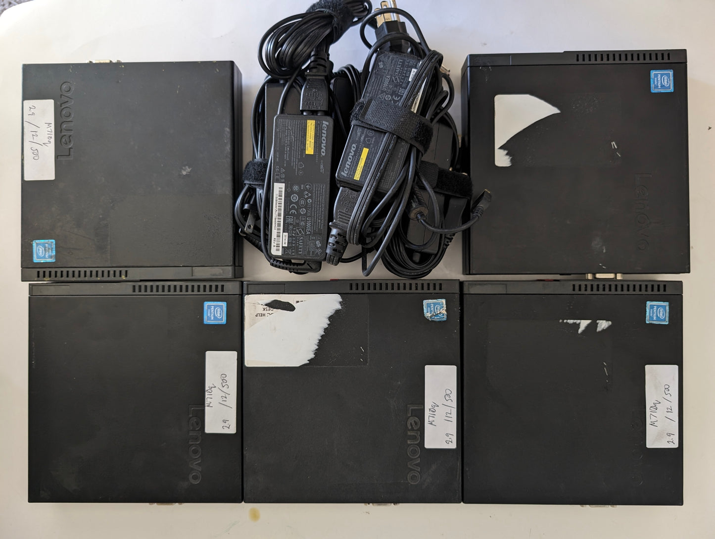 Lot of Lenovo ThinkCentre M710Q Tiny Desktop Pentium G4560T 12GB RAM 500GB HDD