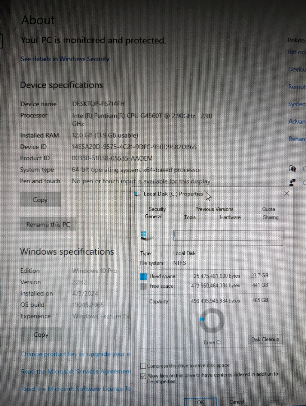 Lenovo ThinkCentre M710Q Tiny Desktop G4560T 12GB RAM 500GB HDD