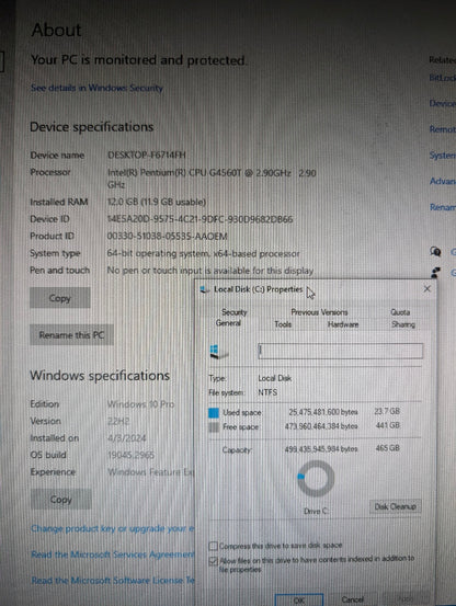 Lenovo ThinkCentre M710Q Tiny Desktop G4560T 12GB RAM 500GB HDD