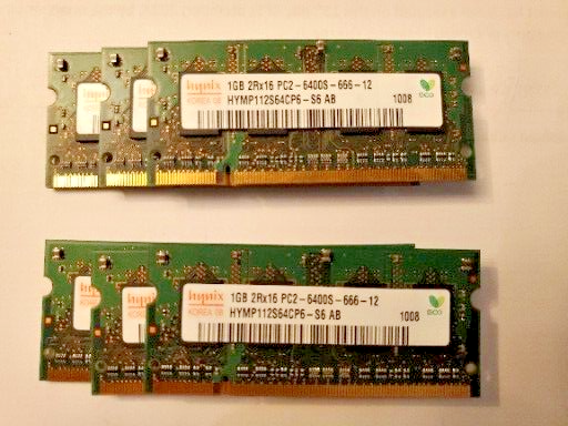 Lot of 6 1GB PC2 Laptop Memory Stick