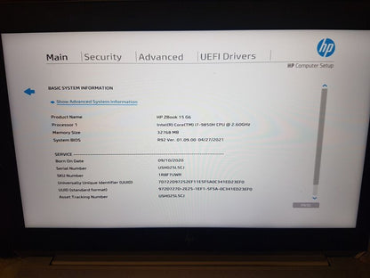 HP ZBOOK 15 G6 15.6" i7-9850H 32GB RAM 1TB M.2 SSD NVIDIA T1000 WIN11 1080P FHD